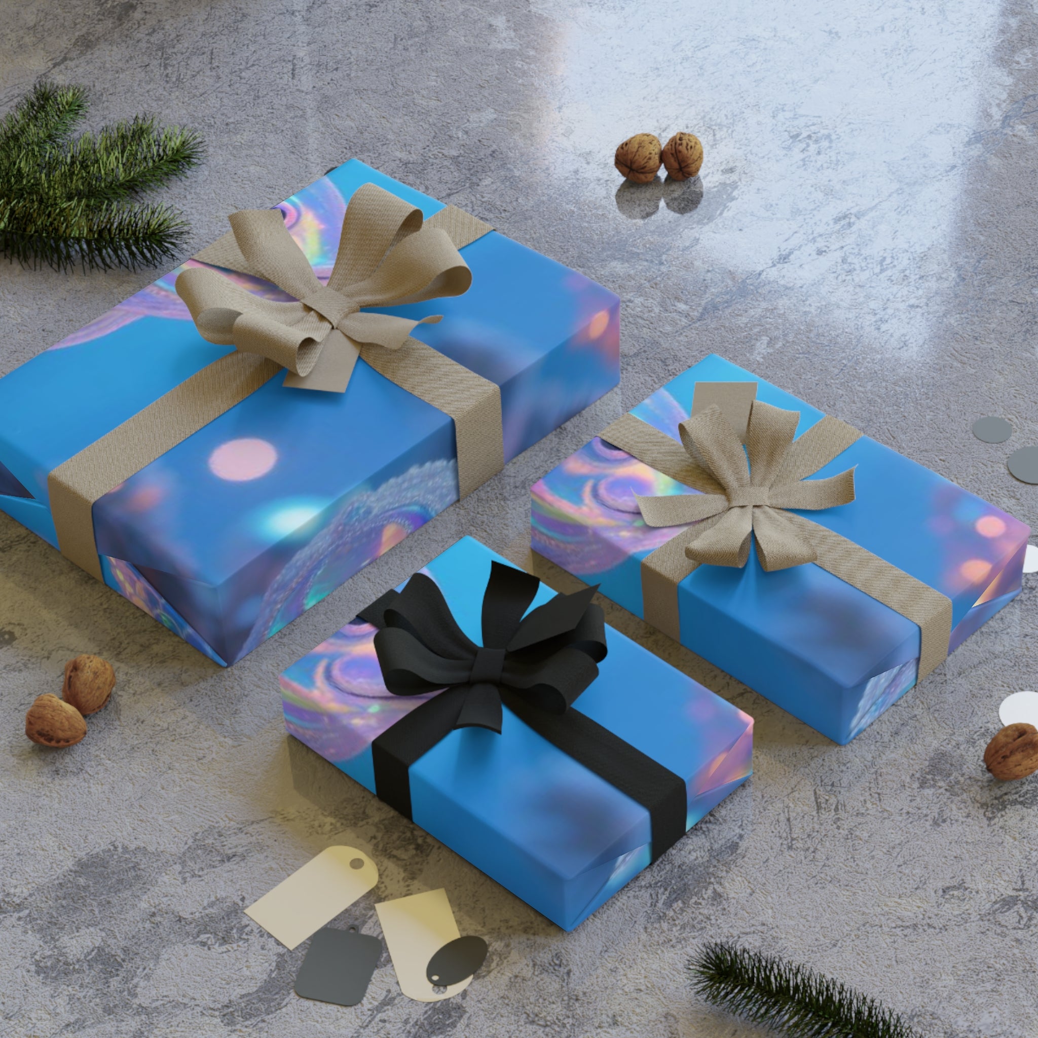 Whimsical Holiday Gift Wrapping Paper Roll, Vibrant Fish Design, Perfect for Birthdays, Christmas, Parties, Art Supplies, Blue Decor