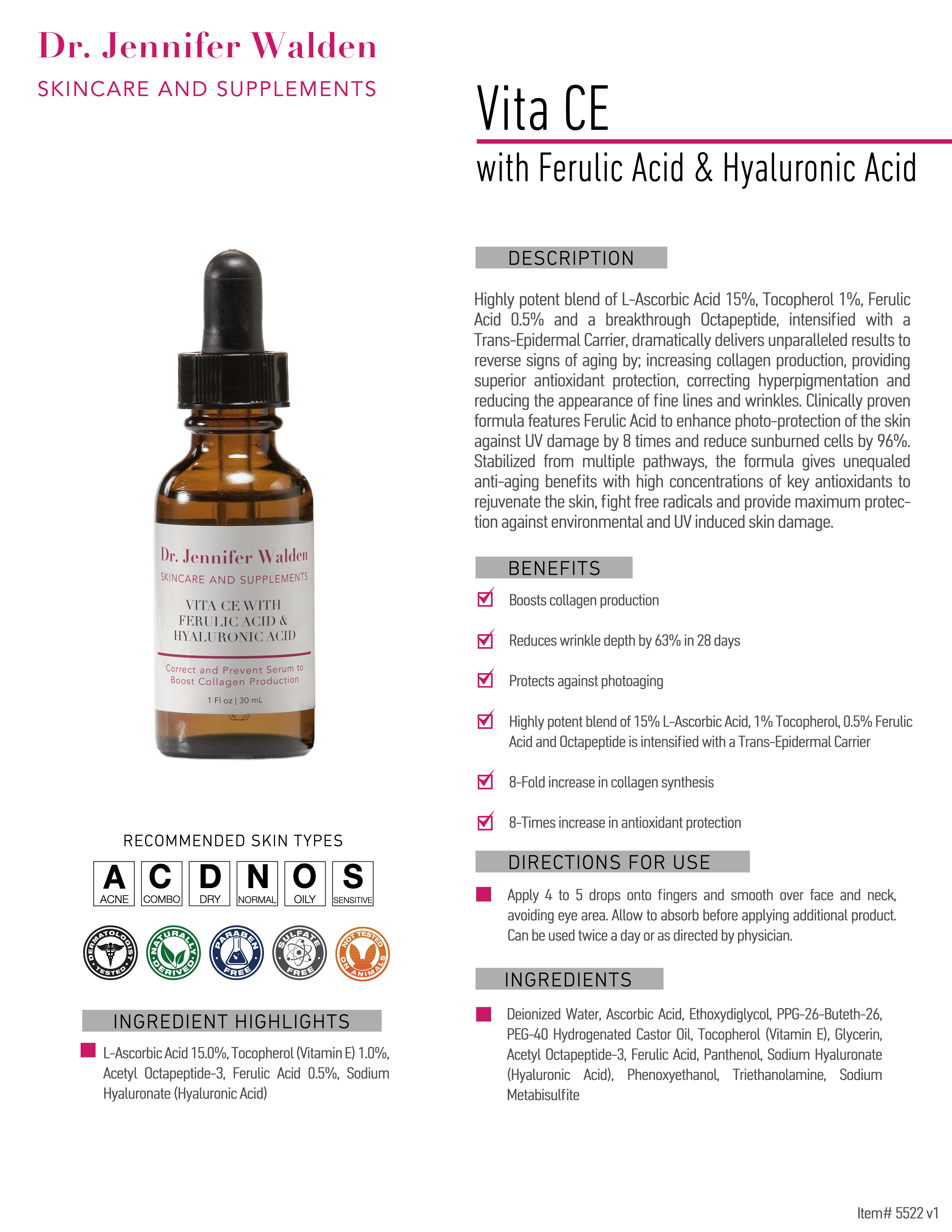 VITA CE WITH FERULIC ACID AND HYALURONIC ACID