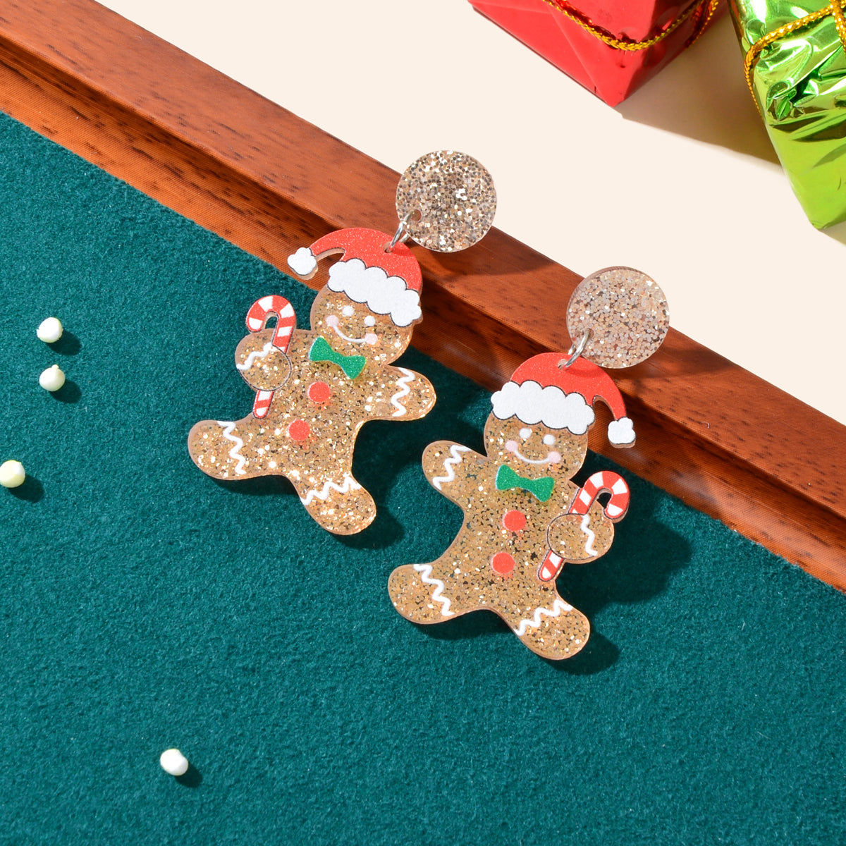 Christmas Gift Sparkling Acrylic Gingerbread Man with Candy Cane