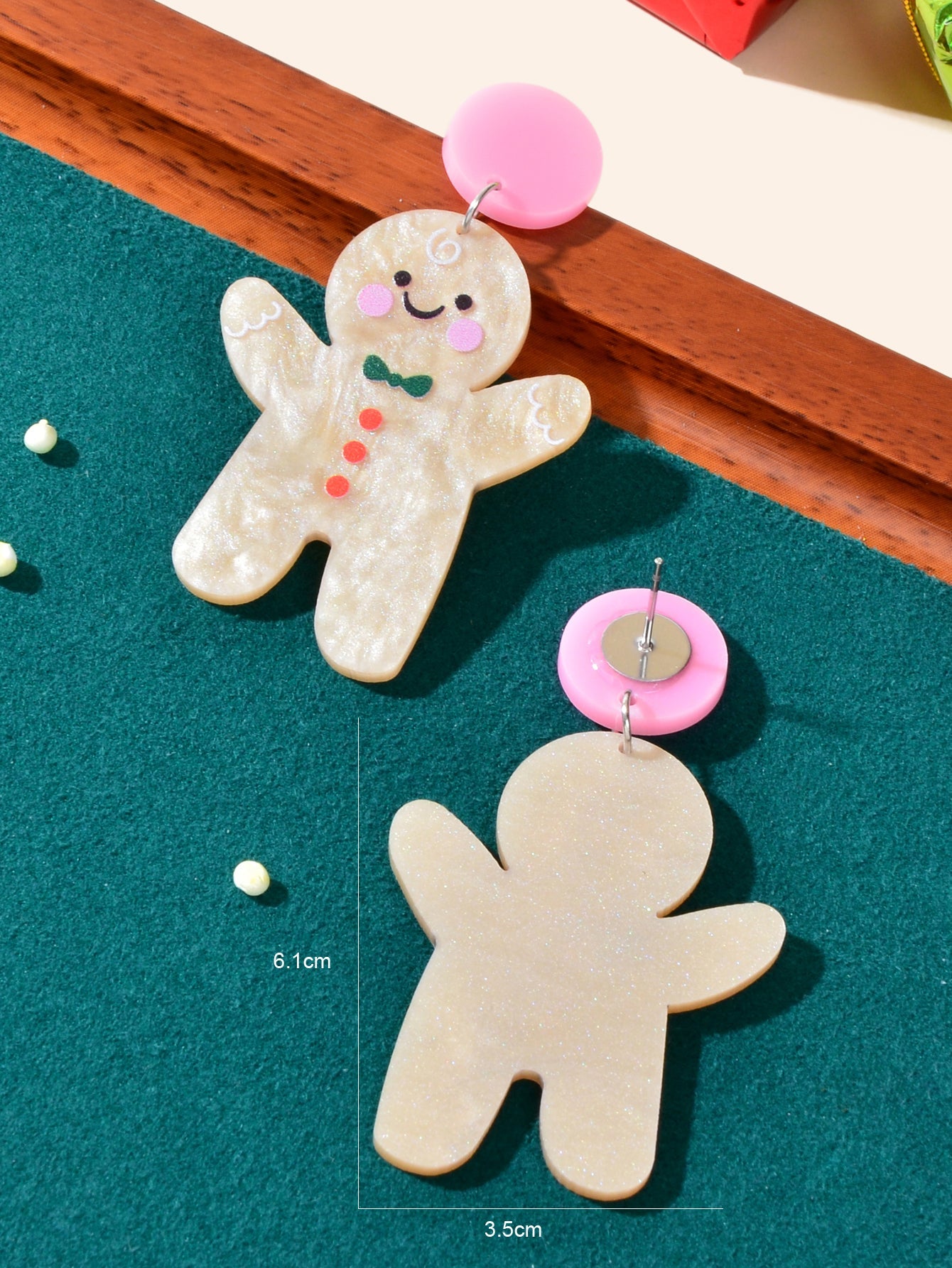 Lovely Acrylic Gingerbread Man Dangle Earrings Girl Christmas Festival
