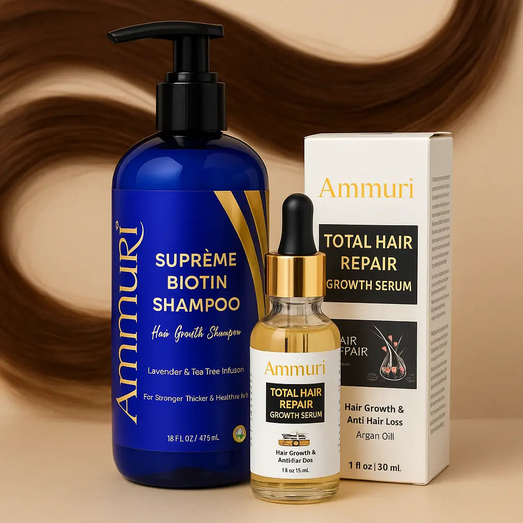 Ammuri Biotin Haircare Set β Anti-Hair Loss Shampoo & Strengthening Hair Serum for Men & Women