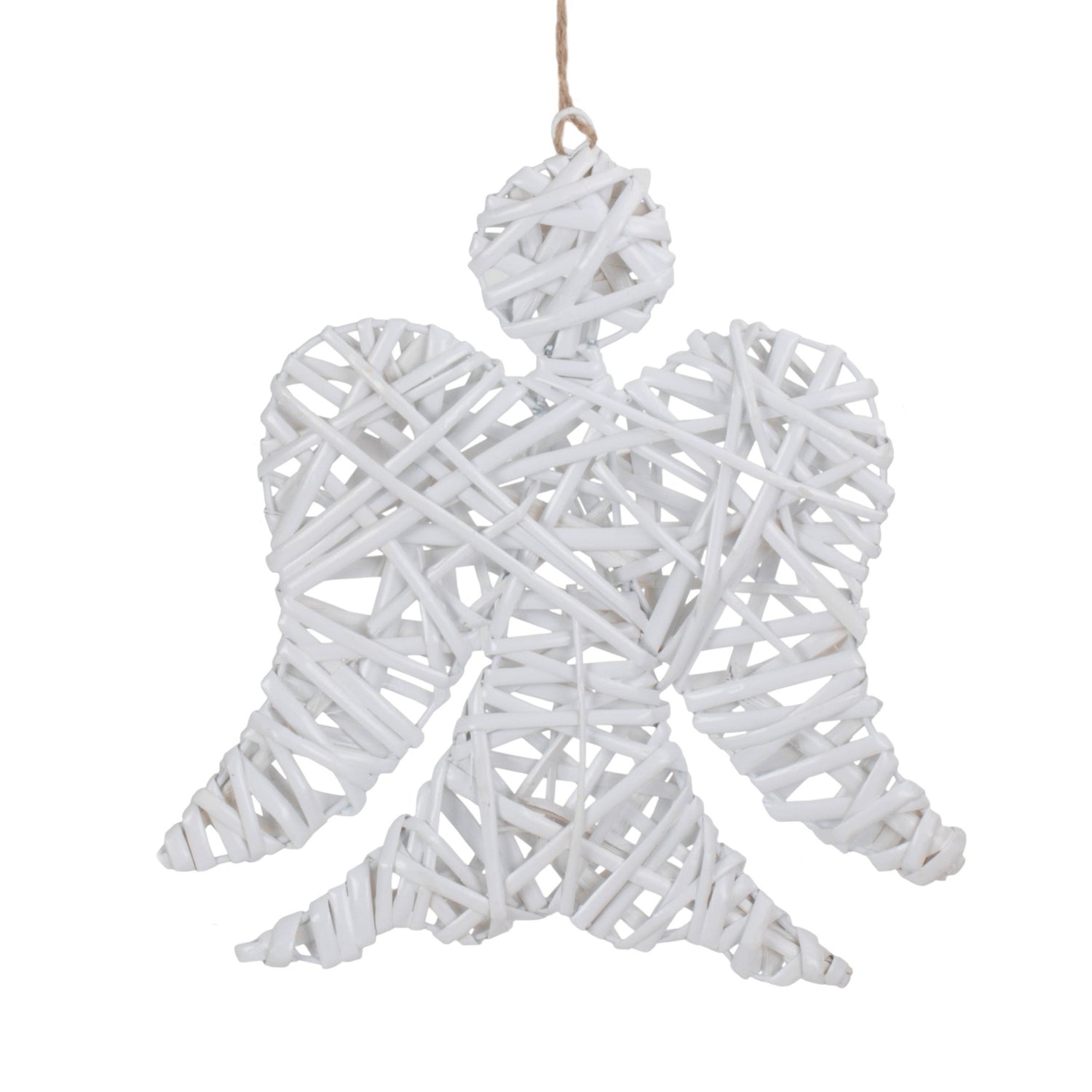 White Angel Wicker Hanging Christmas Decoration-0