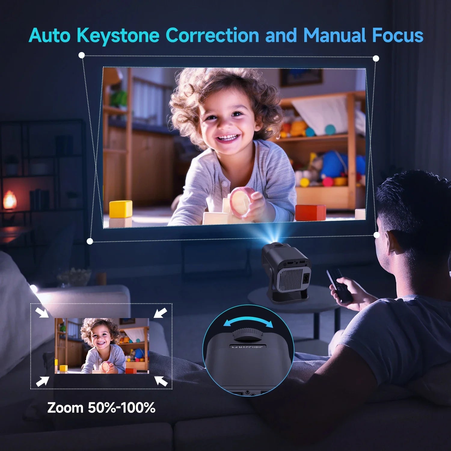 NNEOBA Mini Android 11 Projector (Black)