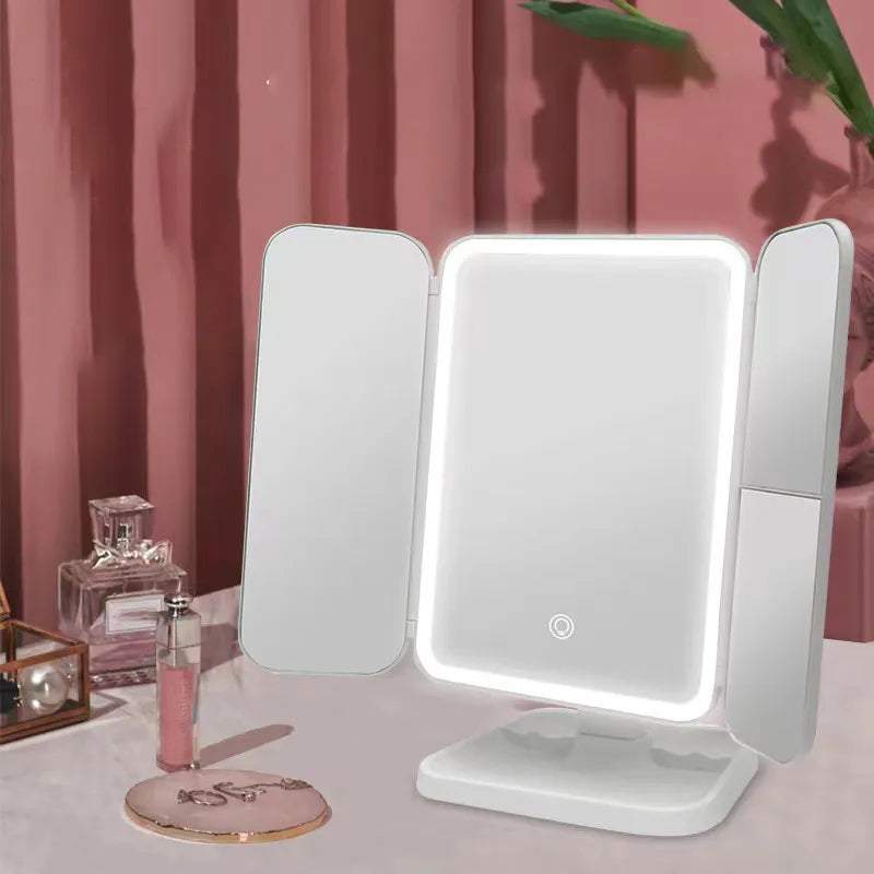Trifold LED Makeup Mirror - Smart Complementary Beauty Lights