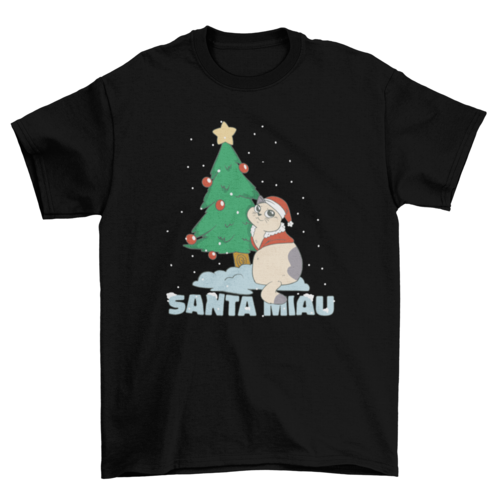 Santa miau Christmas cat t-shirt design
