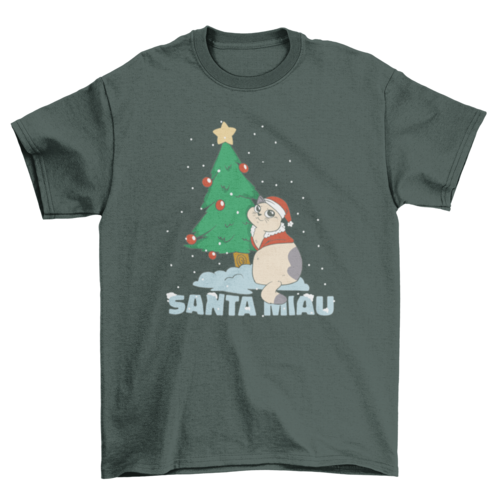 Santa miau Christmas cat t-shirt design