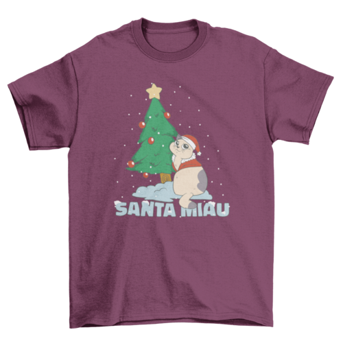 Santa miau Christmas cat t-shirt design