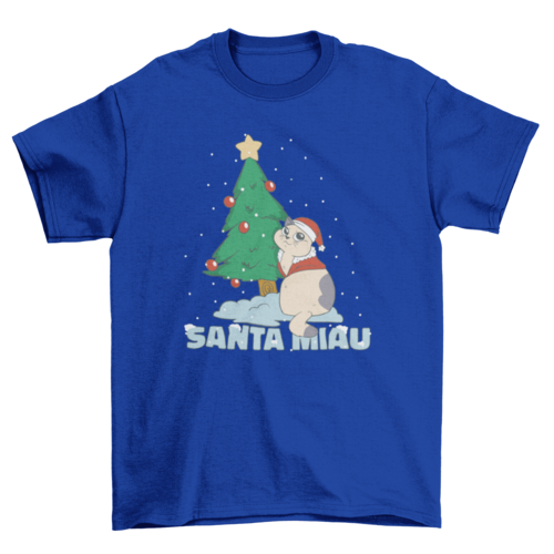 Santa miau Christmas cat t-shirt design