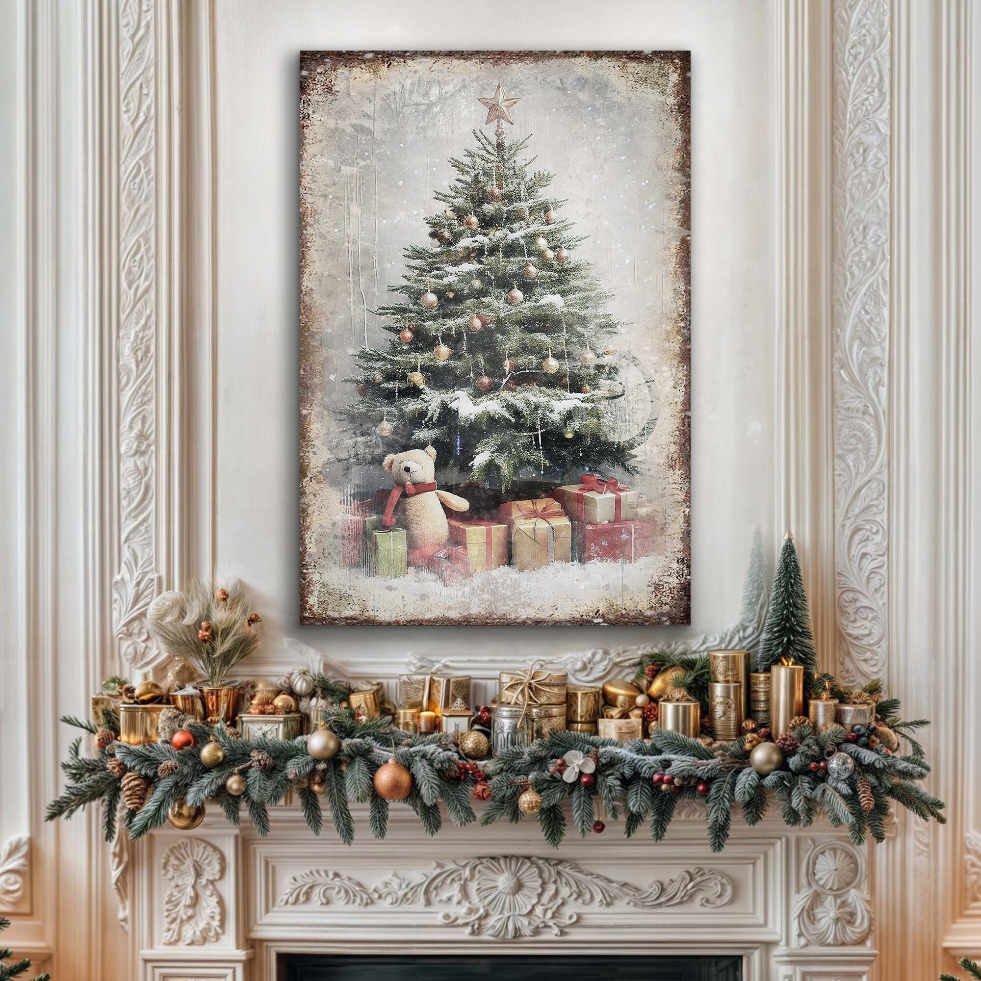 Vintage Christmas Tree With Gifts Wall Art II-2