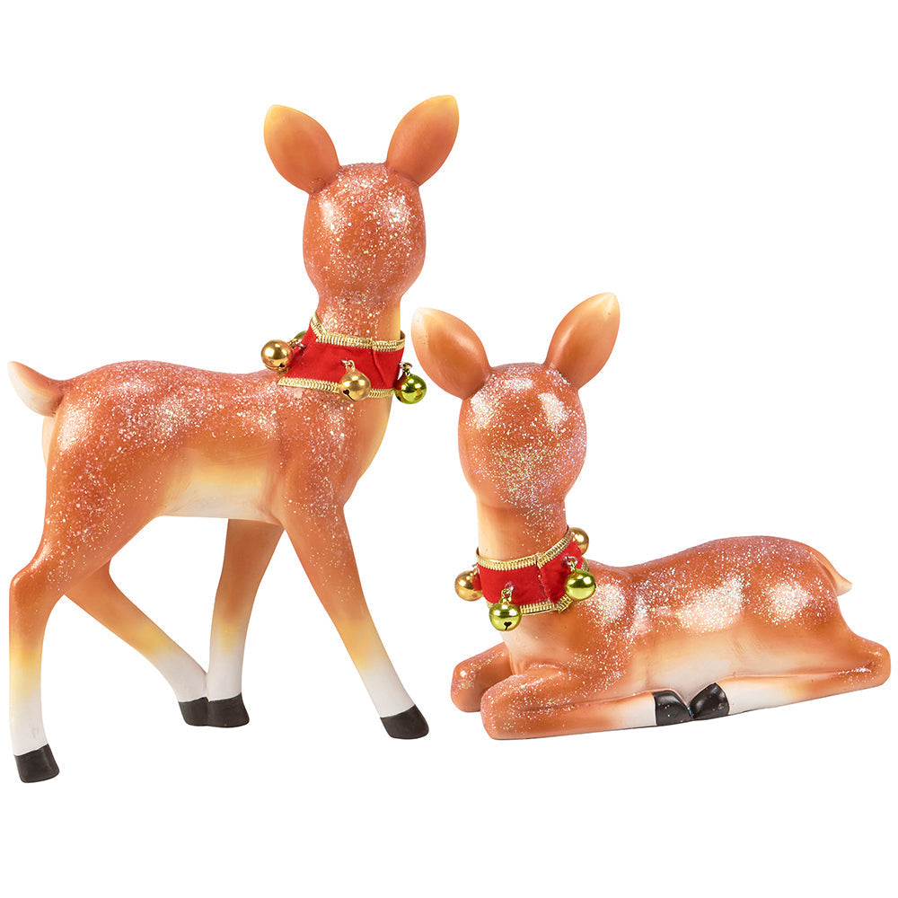 Retro Christmas Deer Figurine Set of 2-1
