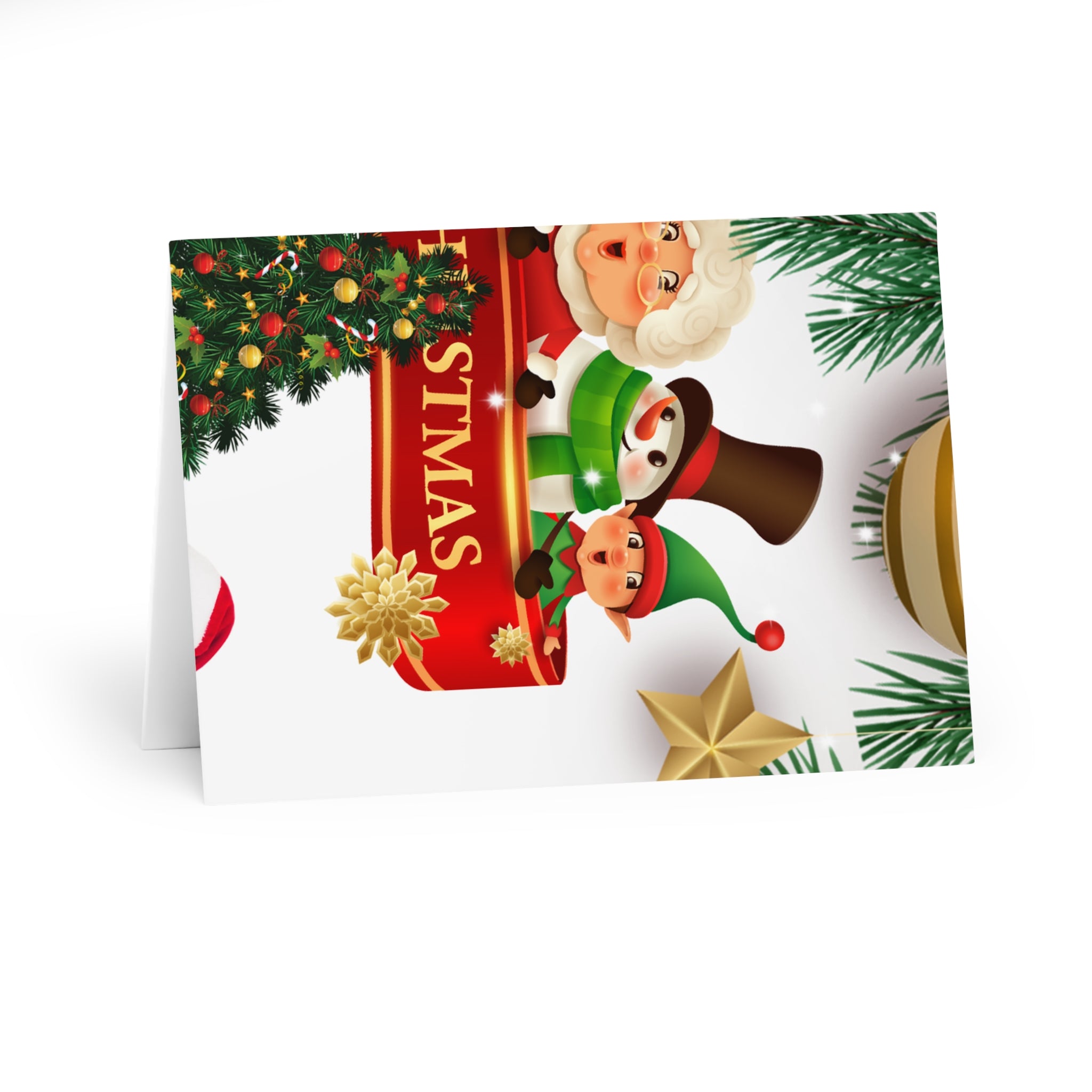 Festive Greeting Cards for Holiday Cheer, Christmas Cards, Santa & Elf Designs, Holiday Celebrations, 5 Pack of Cards