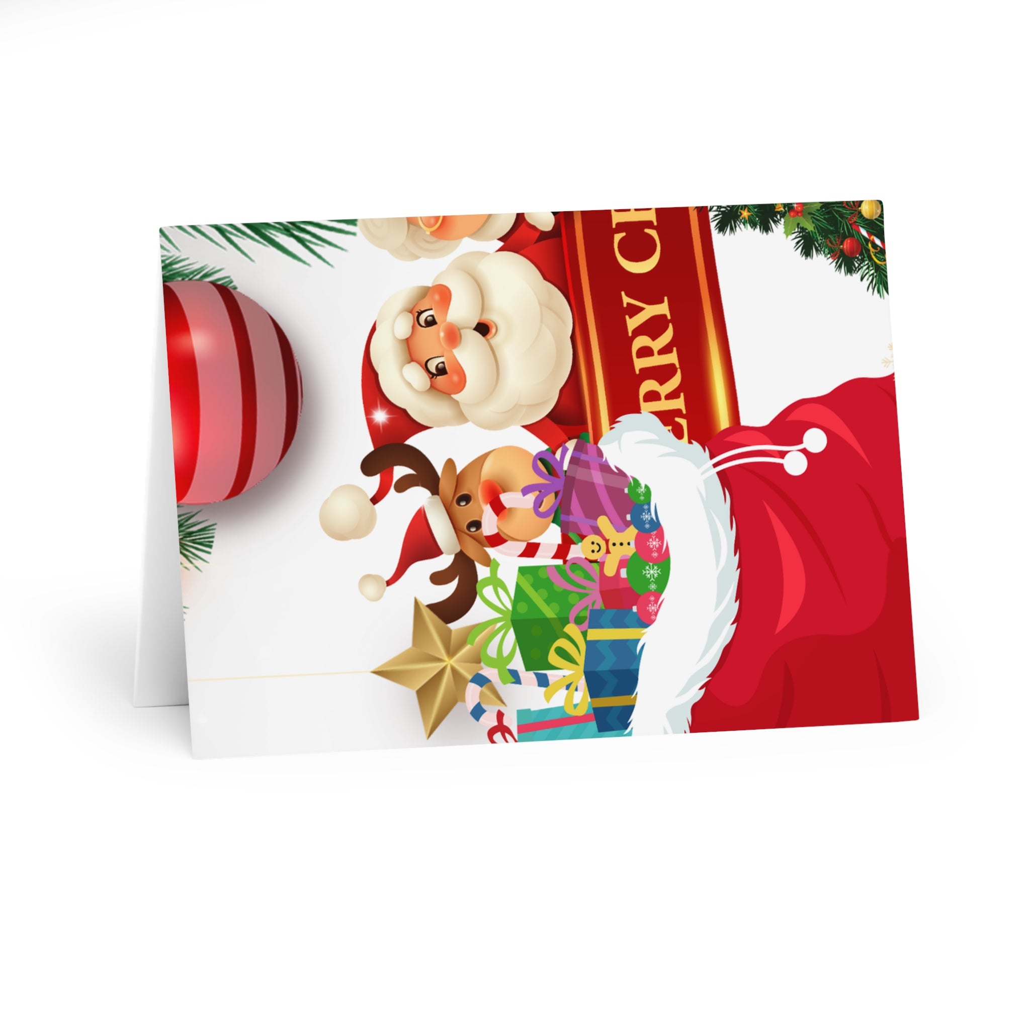 Festive Greeting Cards for Holiday Cheer, Christmas Cards, Santa & Elf Designs, Holiday Celebrations, 5 Pack of Cards