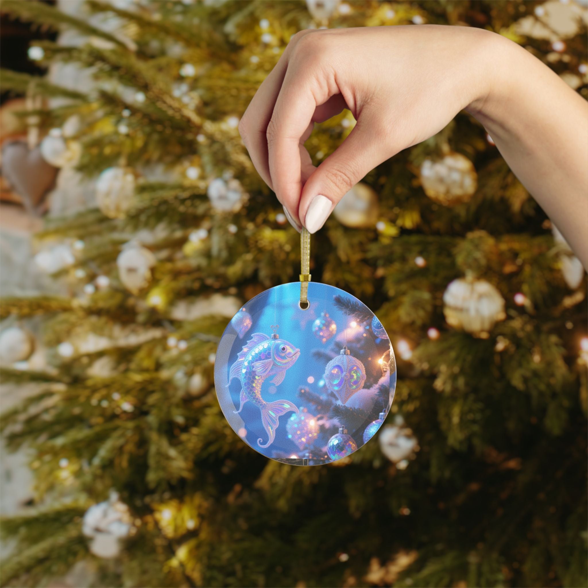 Christmas under the sea Glass Ornaments