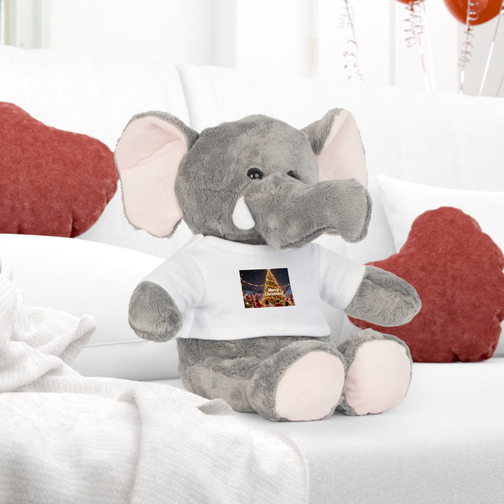 Christmas Plush Toy with T-Shirt, Cuddly Bear, Holiday Gift, Stuffed Animal, Christmas Decor, Personalized Keepsake