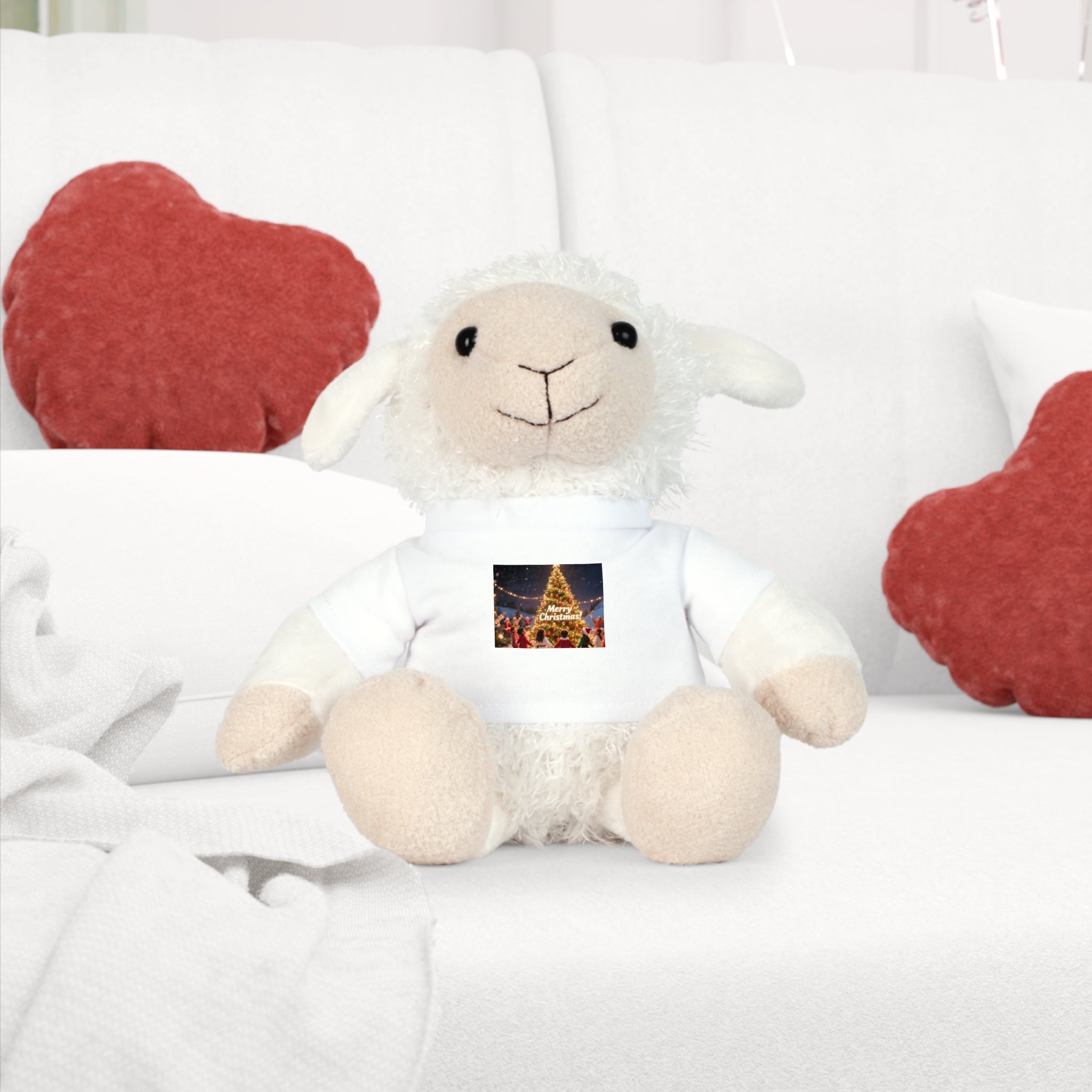 Christmas Plush Toy with T-Shirt, Cuddly Bear, Holiday Gift, Stuffed Animal, Christmas Decor, Personalized Keepsake