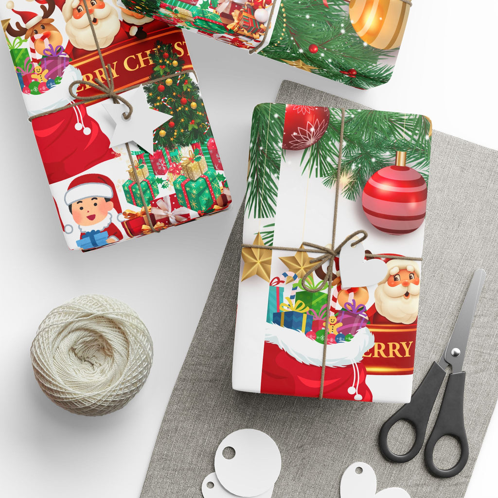 Festive Christmas Wrapping Paper, Holiday Gift Wrap, Santa Design, Party Supplies, Seasonal Decorations, Eco-friendly Paper