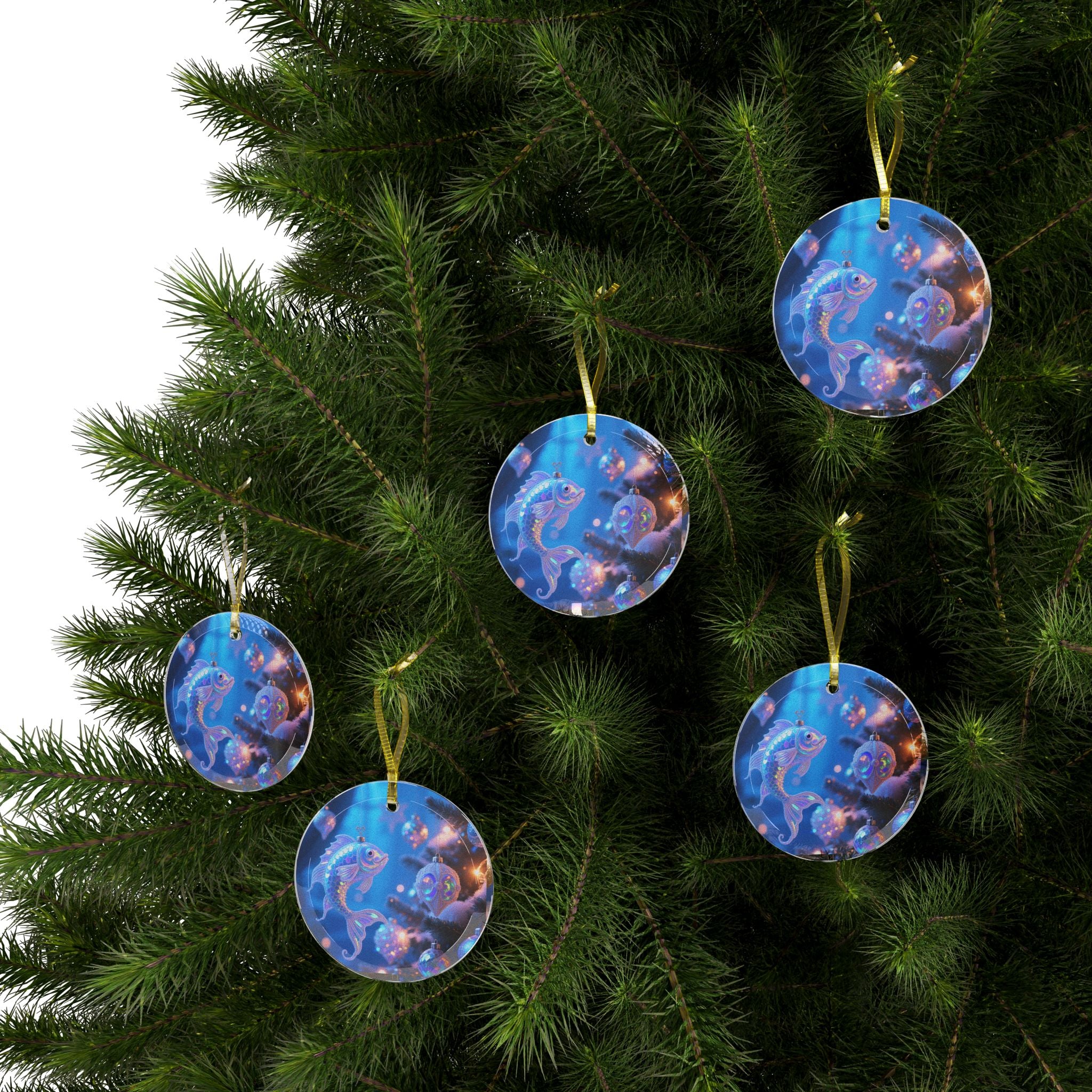 Christmas under the sea Glass Ornaments