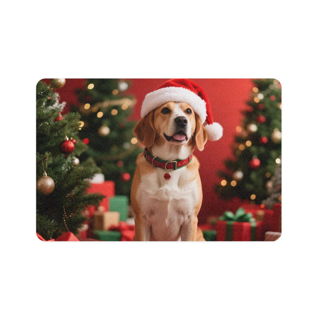 Festive Pet Food Mat - Dog & Cat Feeding Mat, Holiday Decor, Pet Supplies, Easy Clean, 12x18