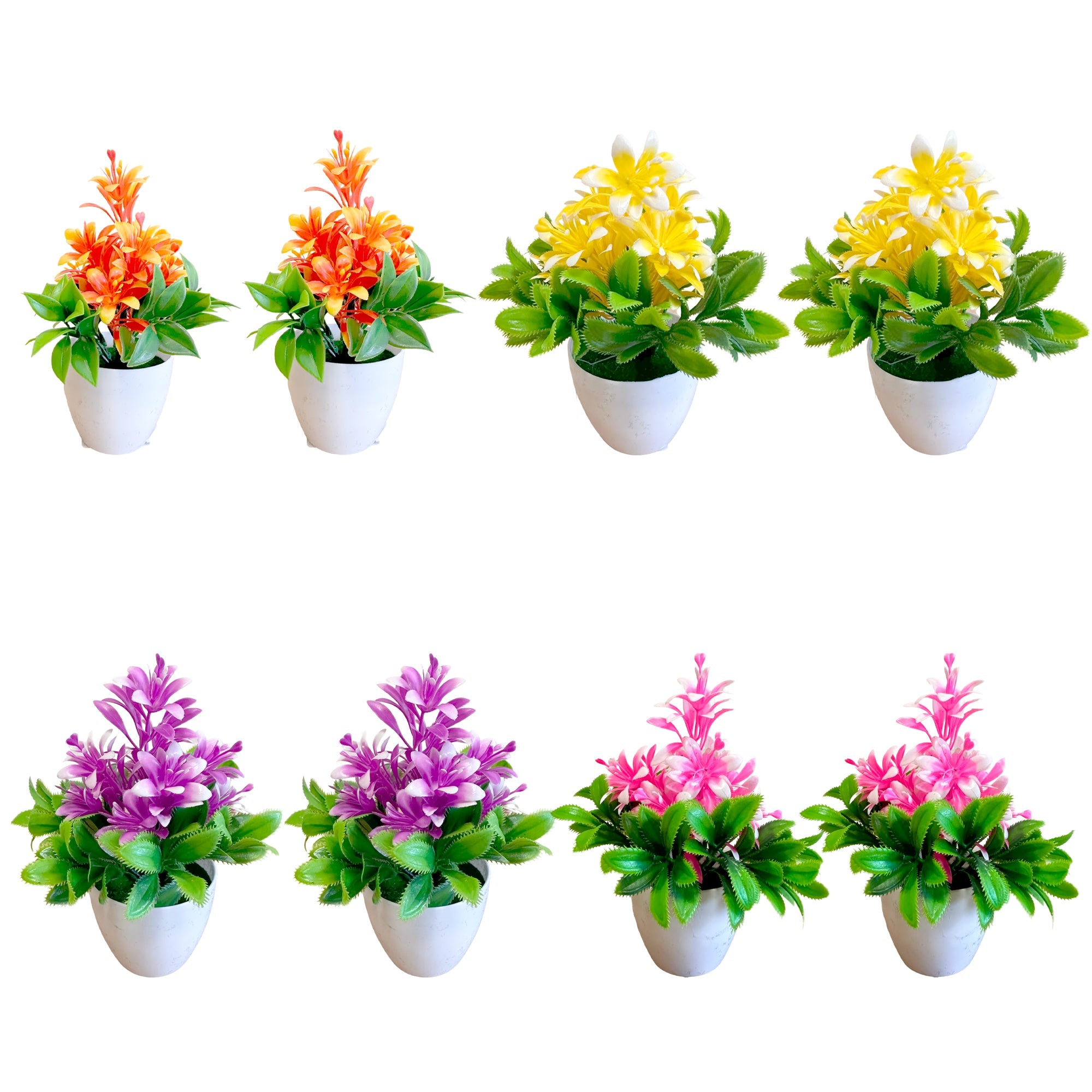 Artificial Flowers in Plastic Small Pot Indoor Fake Flower Plants ~5596