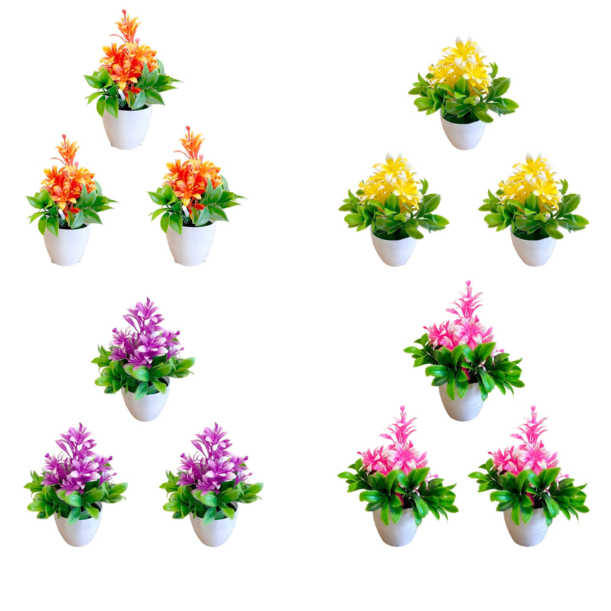 Artificial Flowers in Plastic Small Pot Indoor Fake Flower Plants ~5596