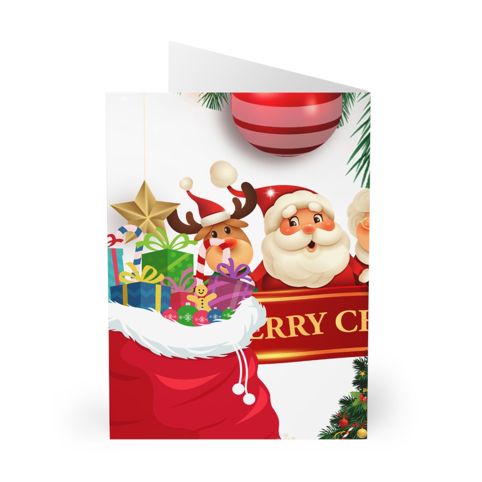 Festive Greeting Cards for Holiday Cheer, Christmas Cards, Santa & Elf Designs, Holiday Celebrations, 5 Pack of Cards
