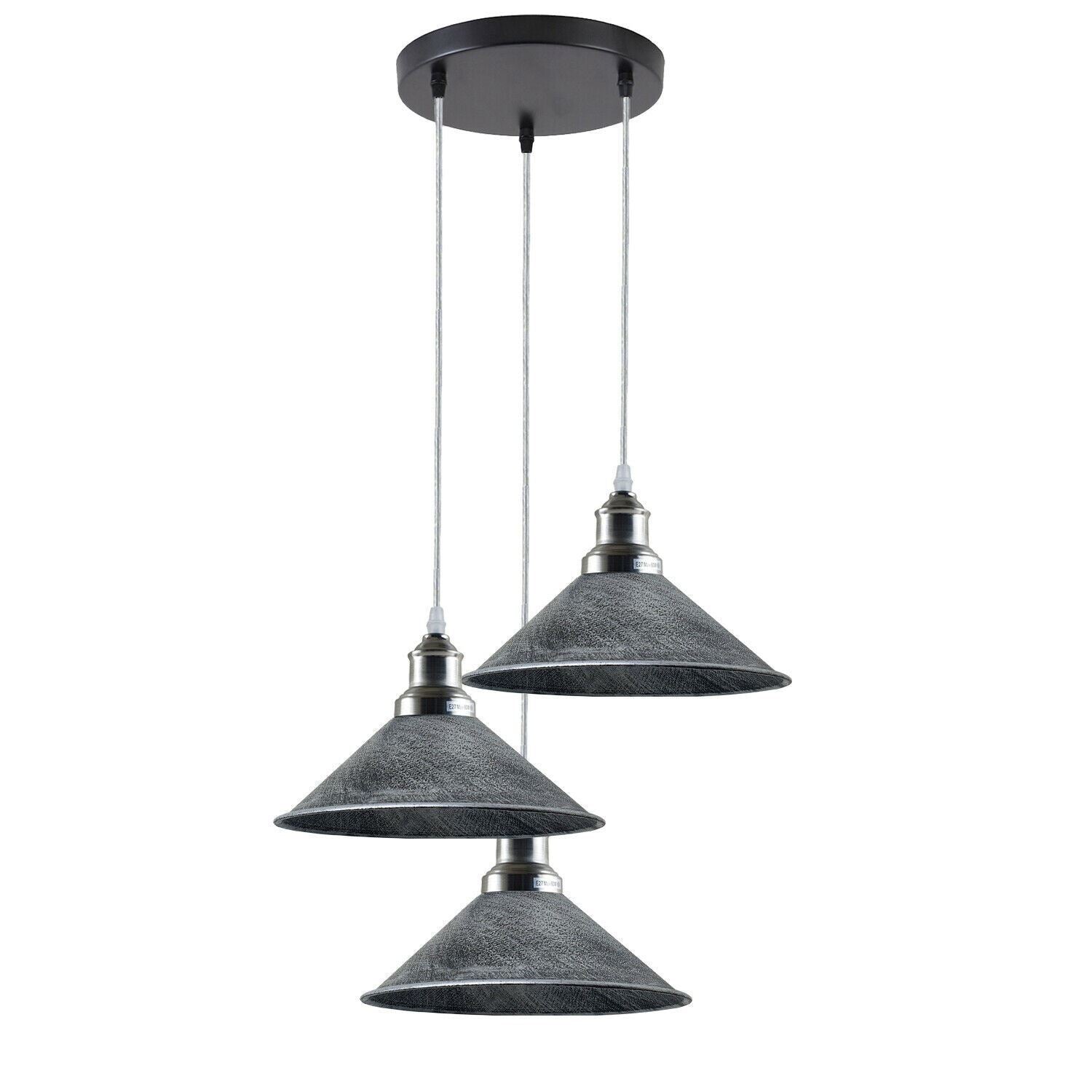 3 Head Pendant Light Metal Cone Shade Hanging Light Fitting ~1302