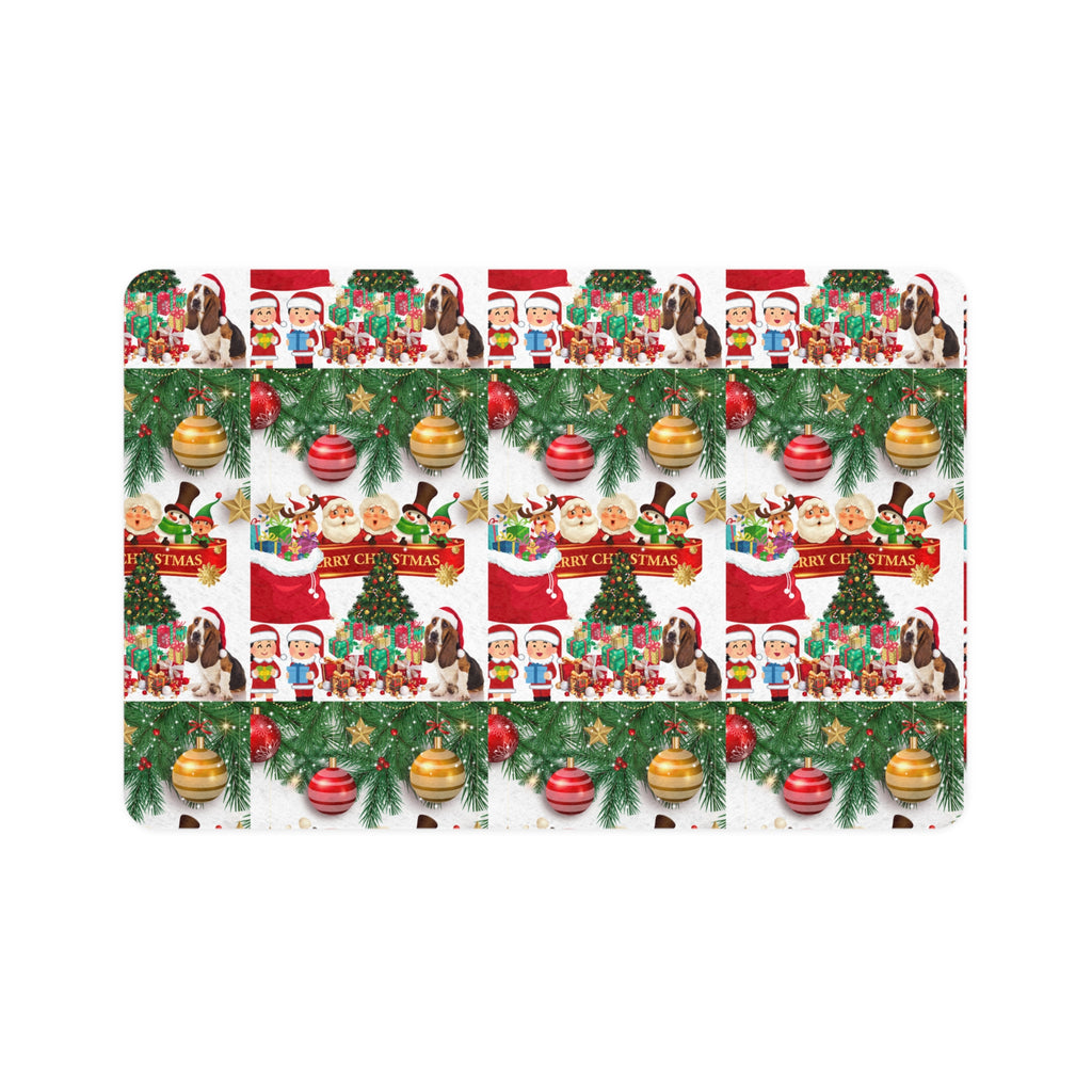 Festive Pet Food Mat (12x18) - Happy Holidays, Dog Bowl Mat, Cat Feeding Station, Christmas Decor, Pet Gift Idea