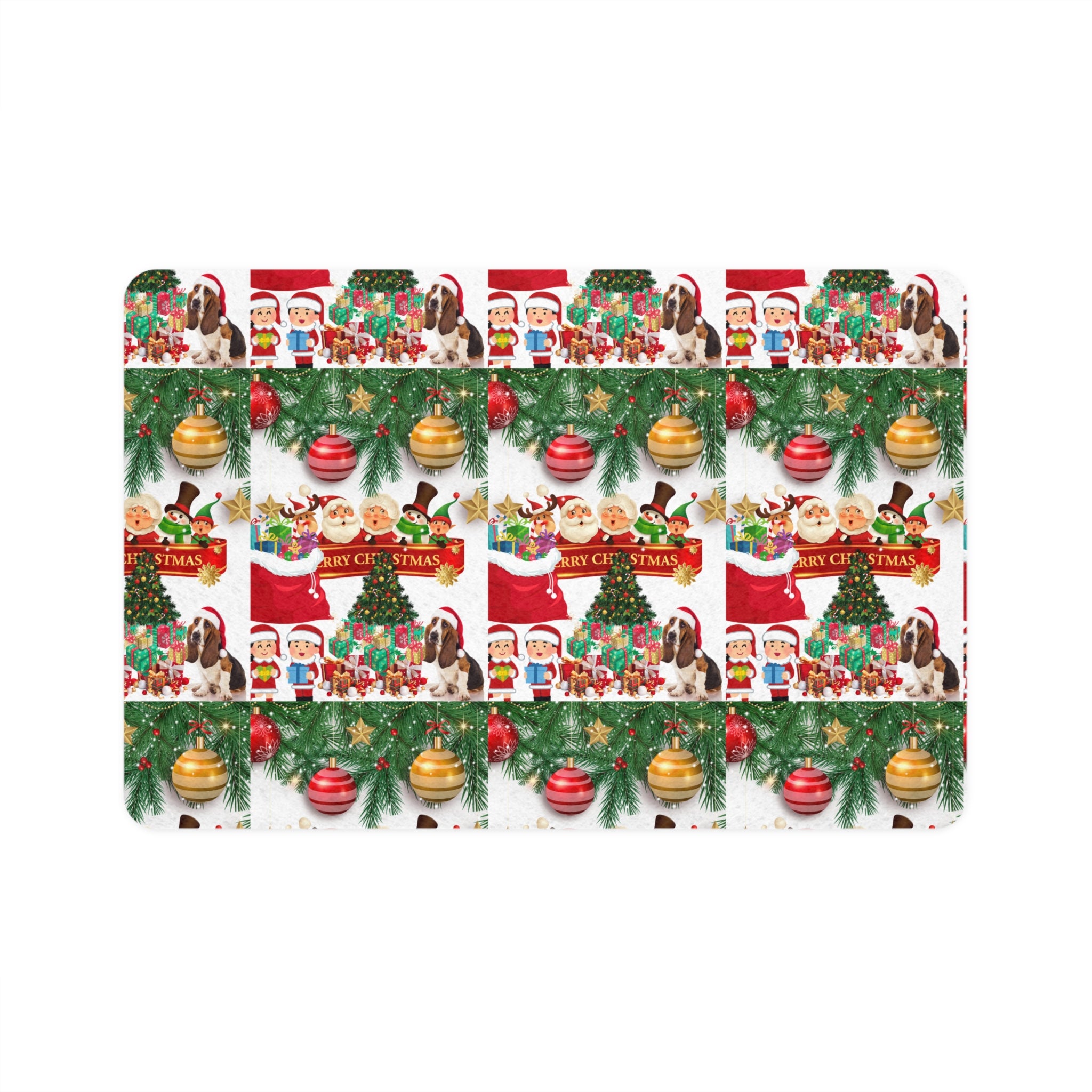 Festive Pet Food Mat (12x18) - Happy Holidays, Dog Bowl Mat, Cat Feeding Station, Christmas Decor, Pet Gift Idea