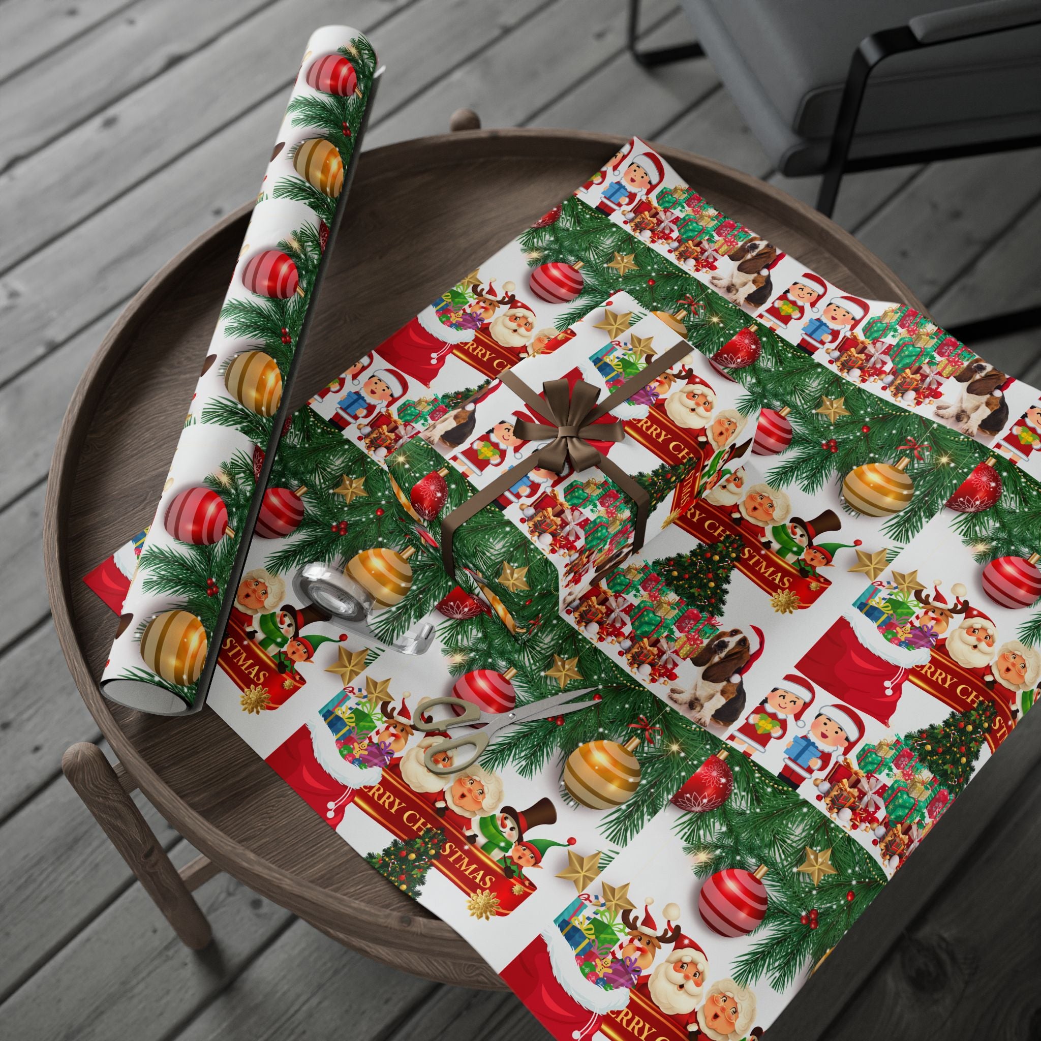 Festive Christmas Wrapping Paper, Holiday Gift Wrap, Santa Design, Party Supplies, Seasonal Decorations, Eco-friendly Paper