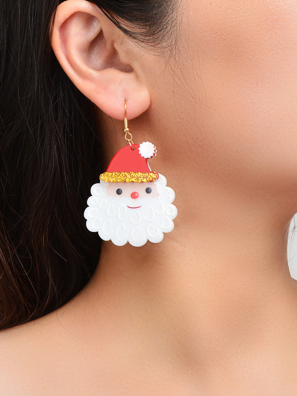 Christmas Festival Jewellery Acrylic Santa Claus Dangle Earrings Dainty Gifts-1