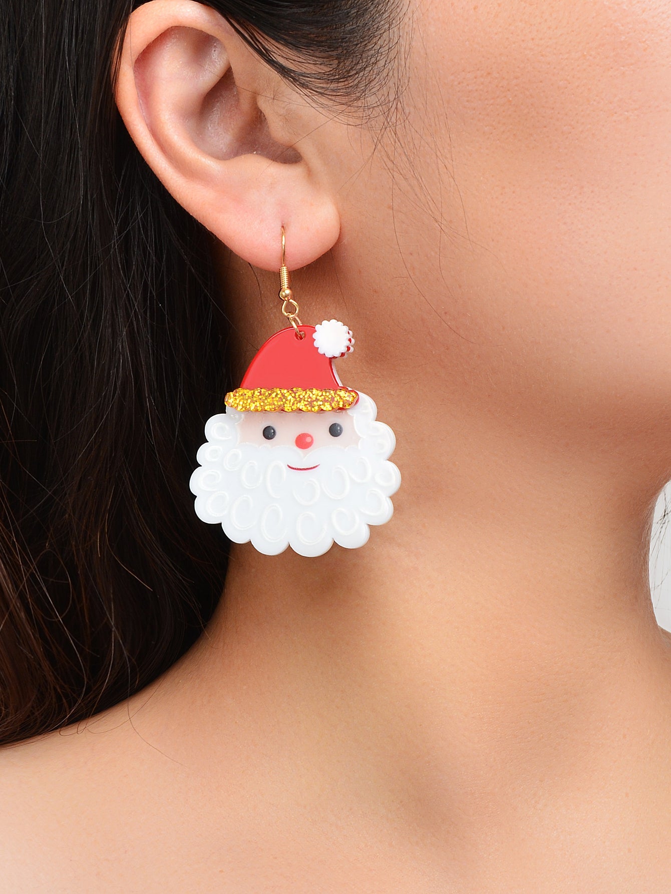 Christmas Festival Jewellery Acrylic Santa Claus Dangle Earrings Dainty Gifts-1