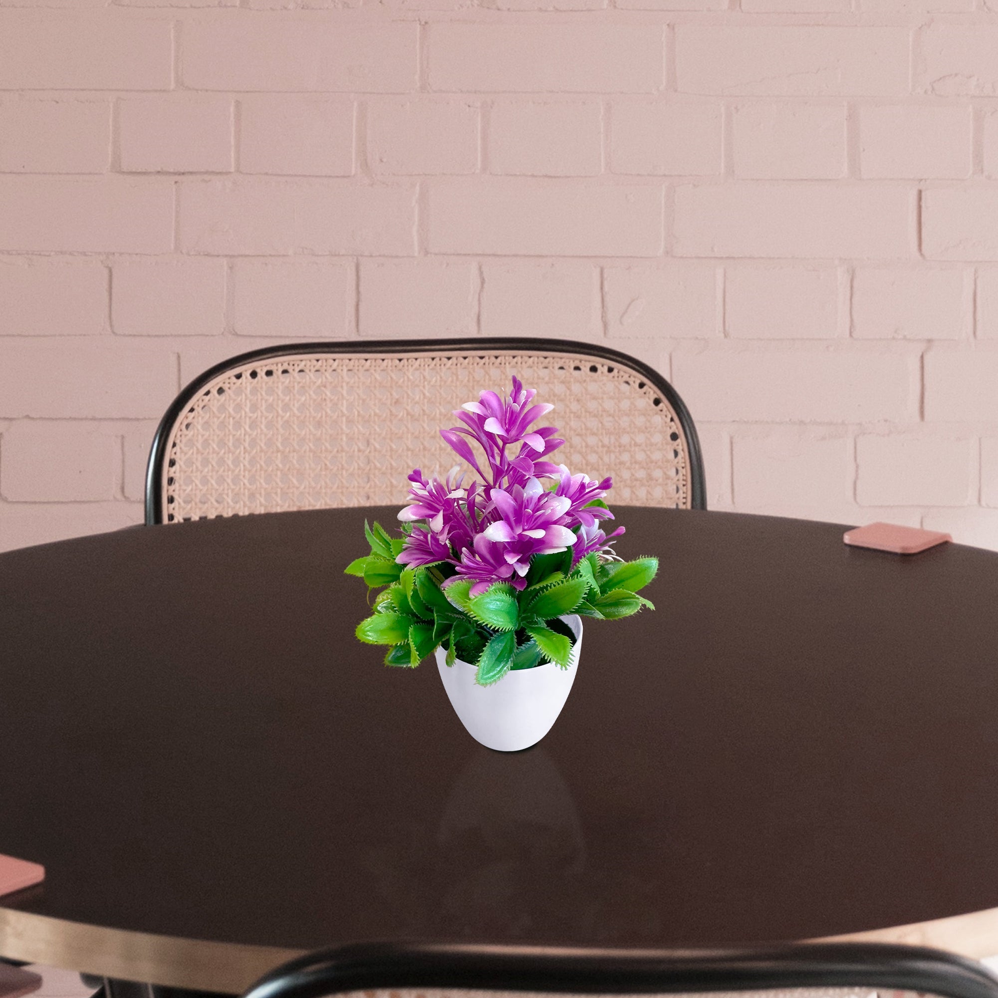 Artificial Flowers in Plastic Small Pot Indoor Fake Flower Plants ~5596