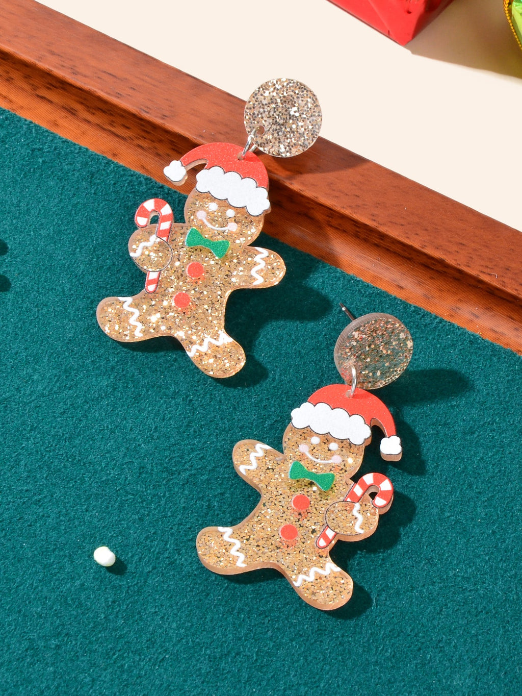 Christmas Gift Sparkling Acrylic Gingerbread Man with Candy Cane