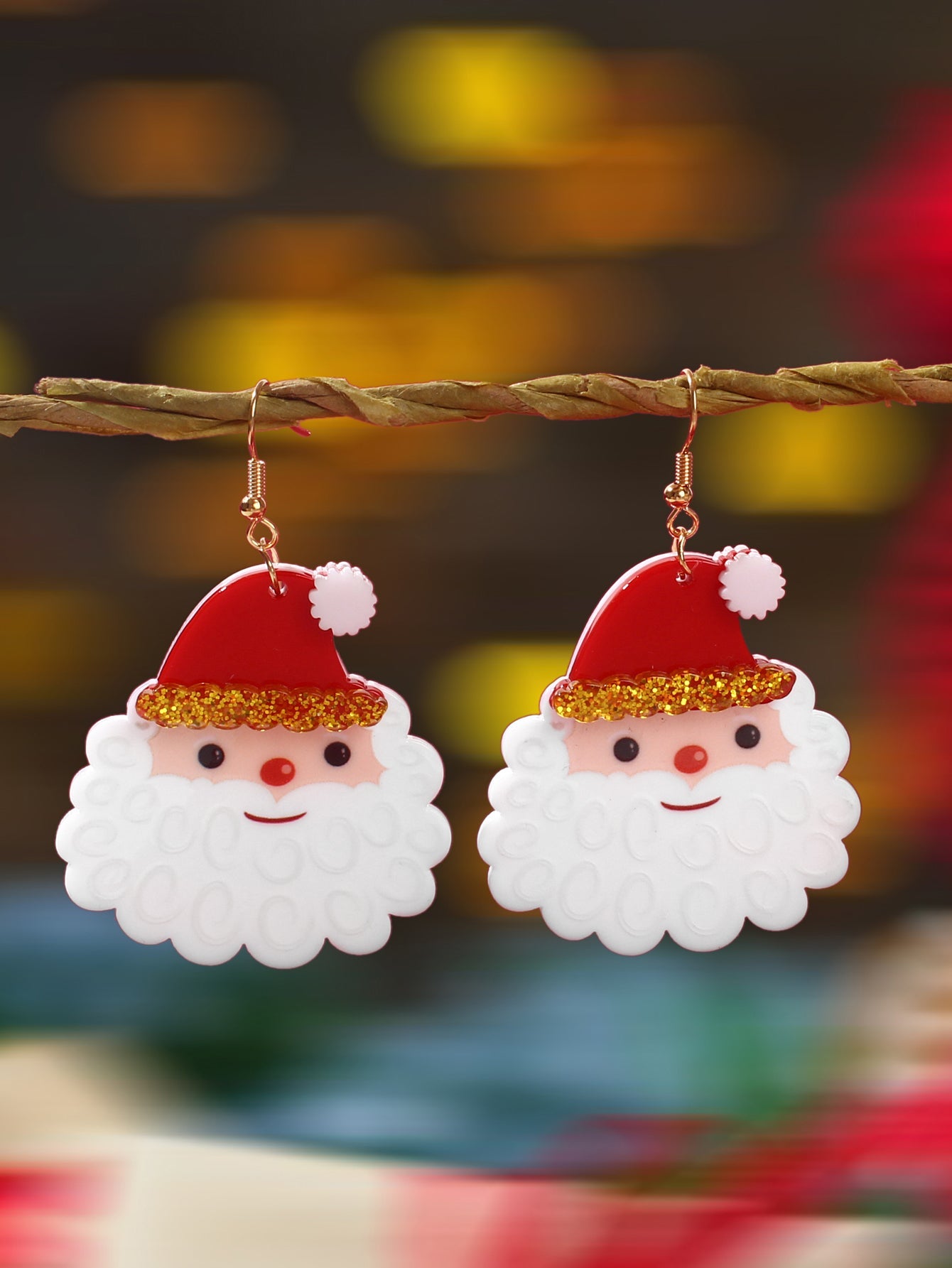 Christmas Festival Jewellery Acrylic Santa Claus Dangle Earrings Dainty Gifts-2