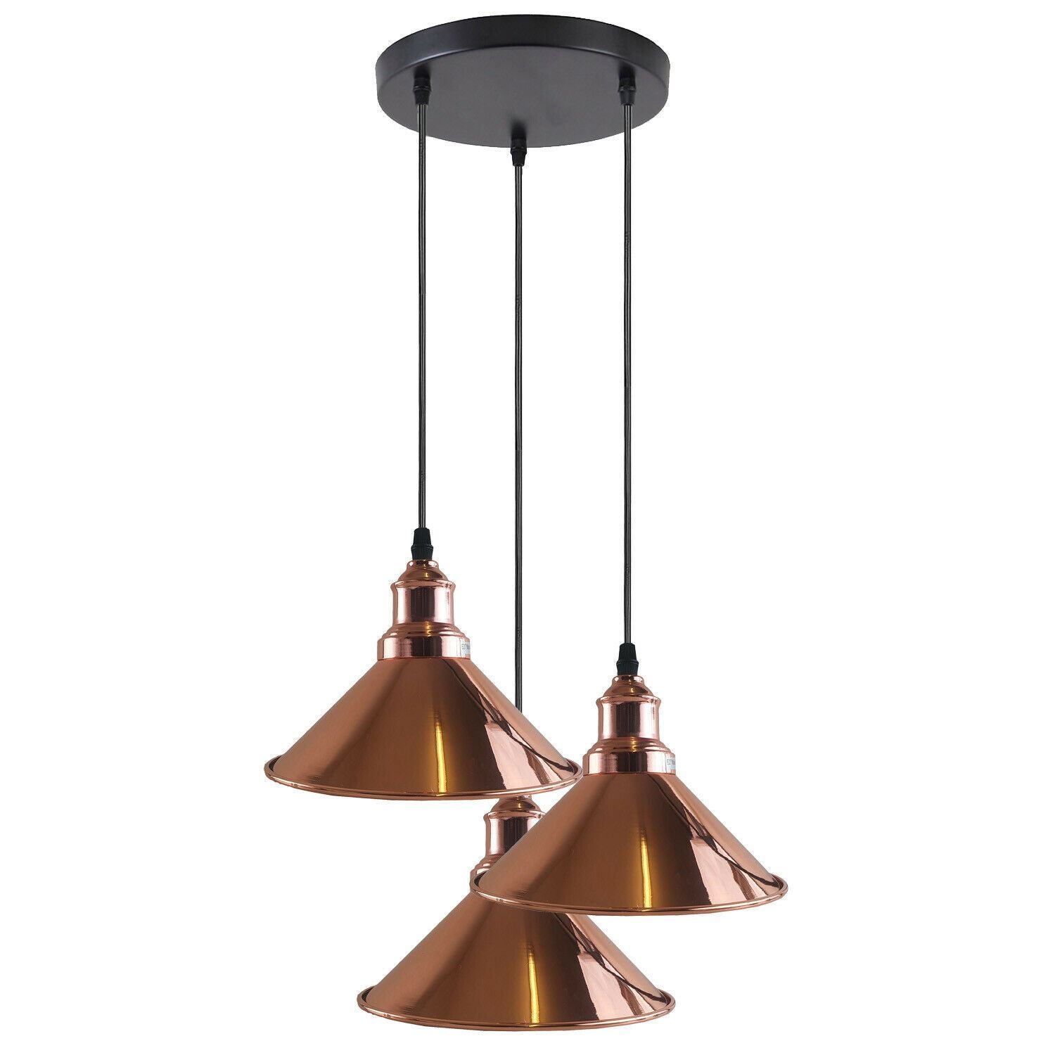 3 Head Pendant Light Metal Cone Shade Hanging Light Fitting ~1302