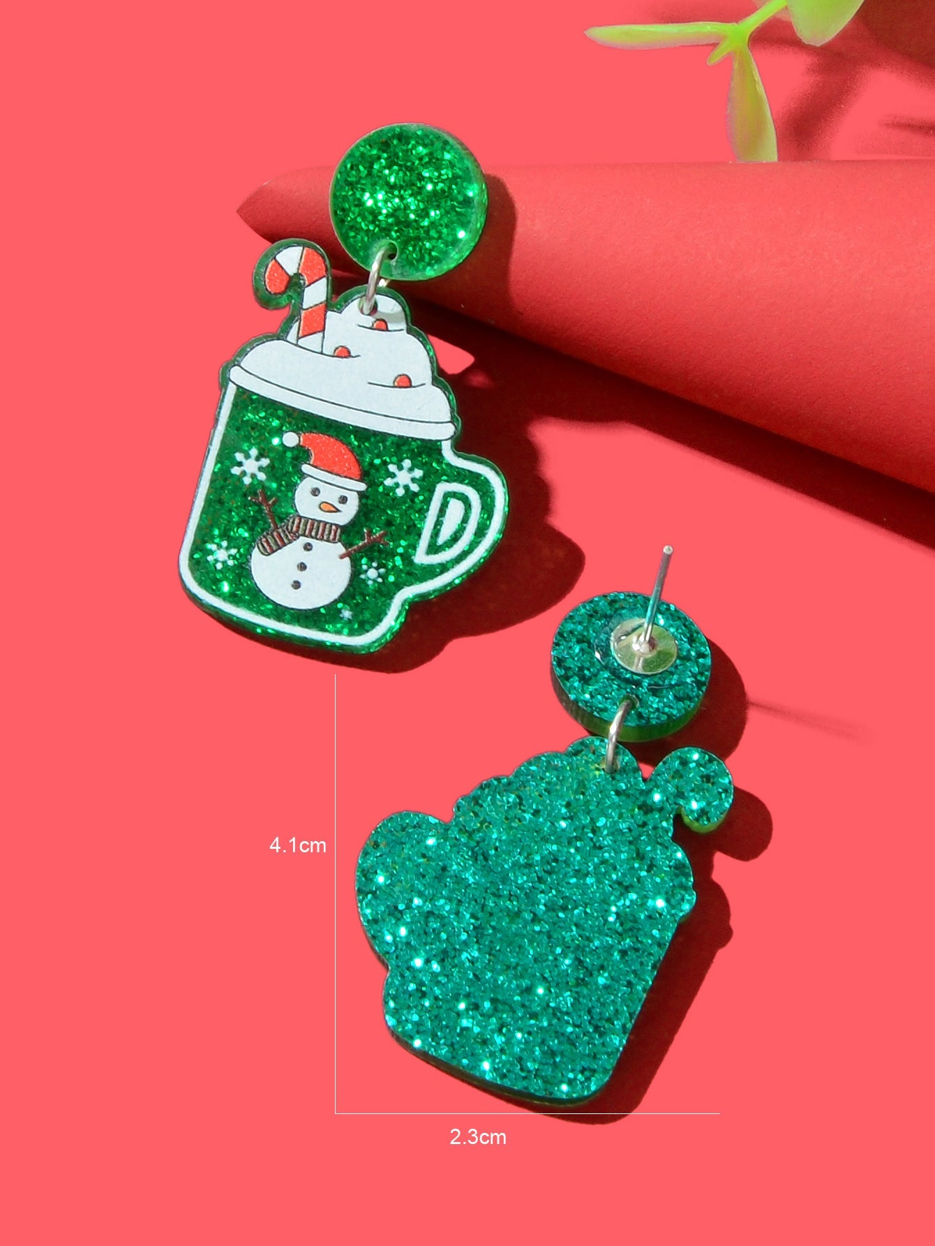 Christmas Sparkling Snowman Candy Cane Pattern Green Ice Cream Cup