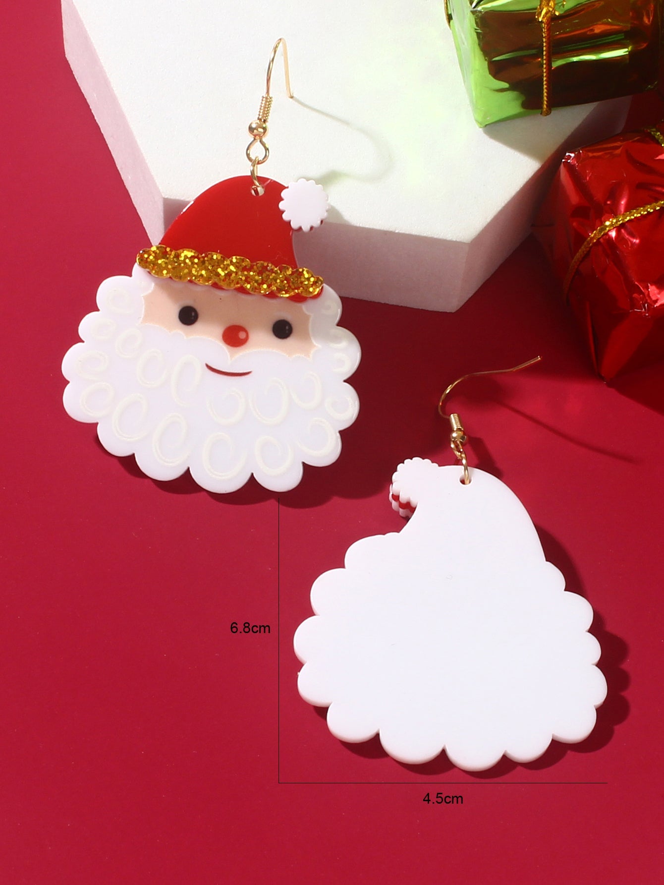 Christmas Festival Jewellery Acrylic Santa Claus Dangle Earrings Dainty Gifts-3