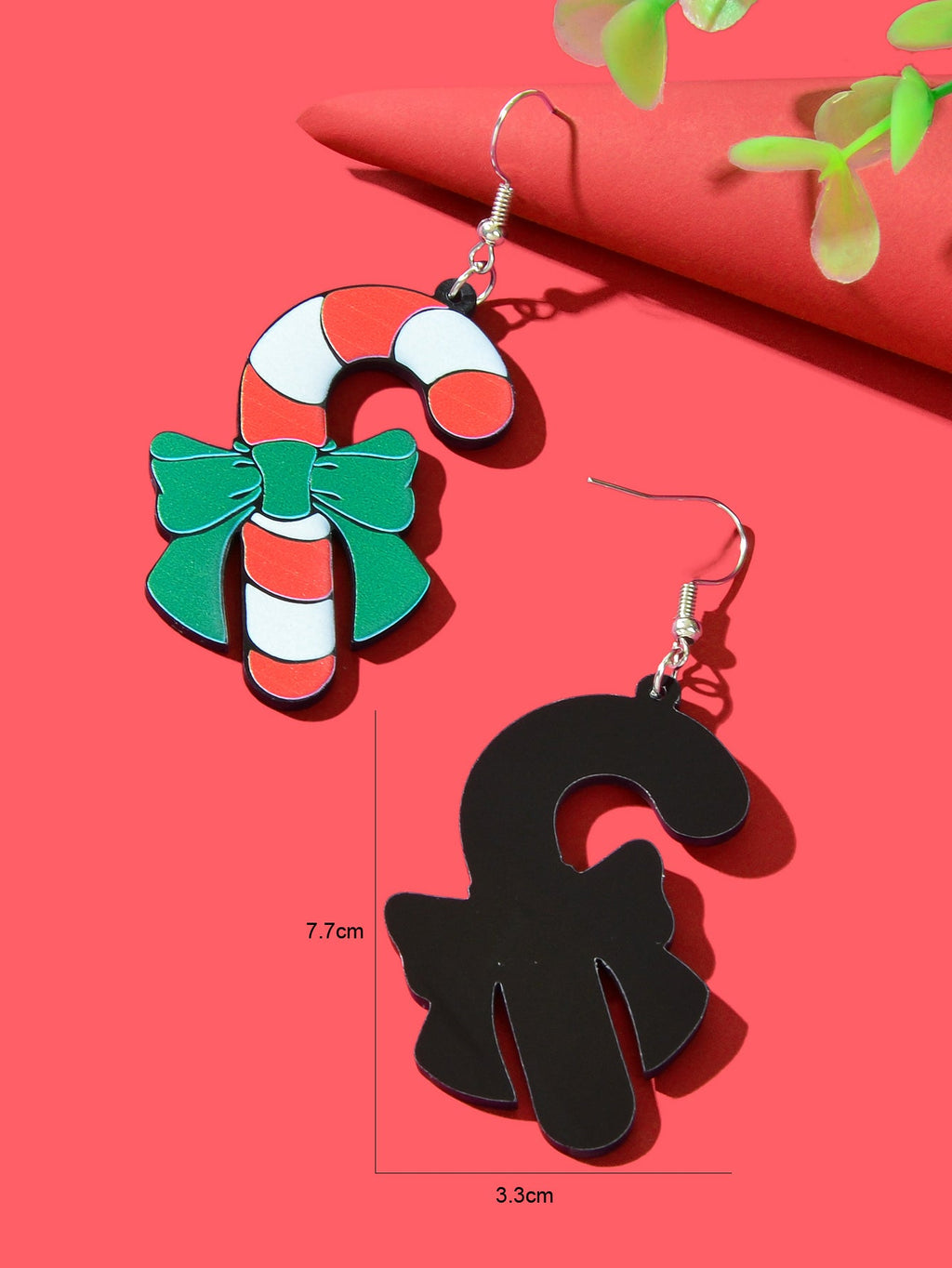 Christmas Festival Accessories Candy Cane with Bowknot Dangle Earrings