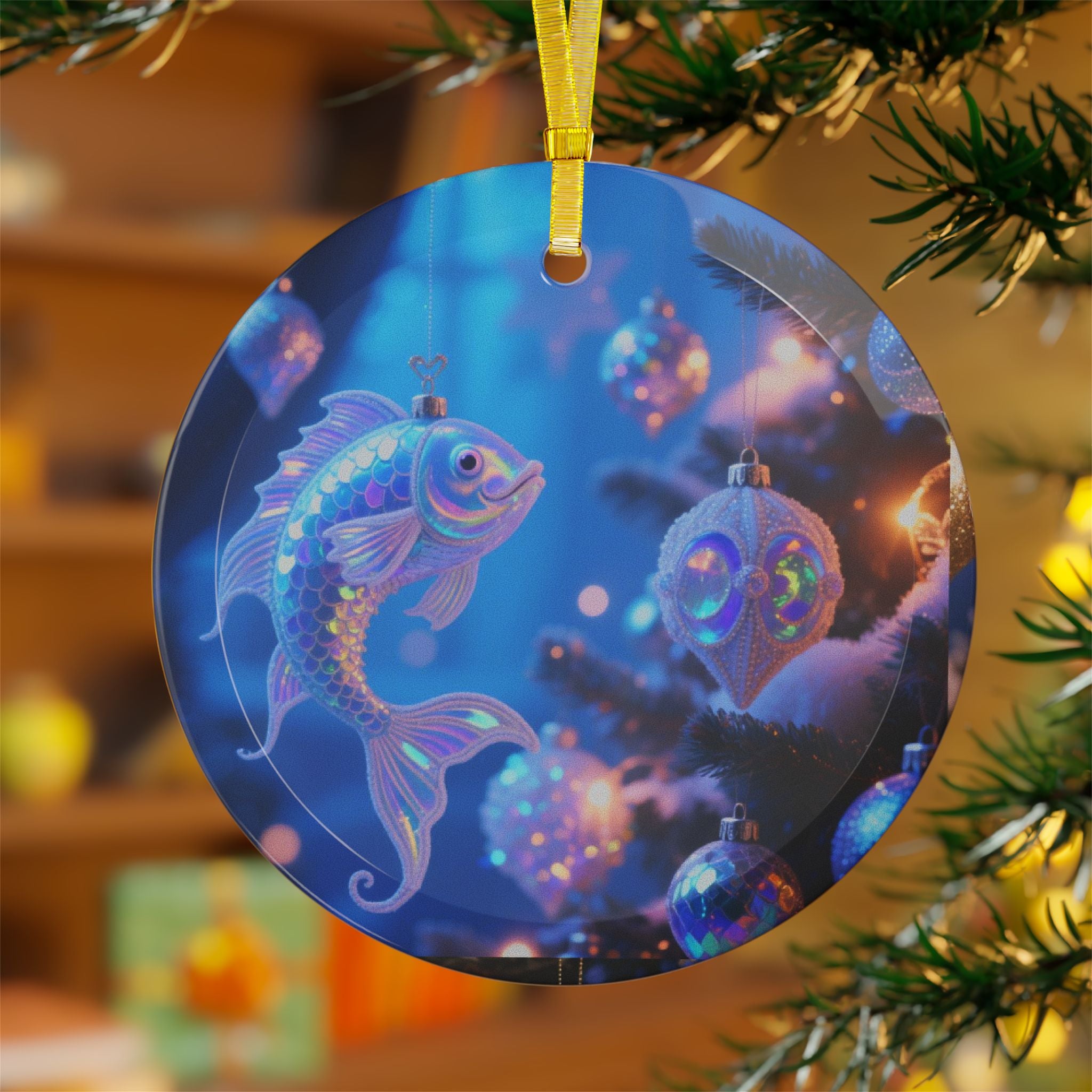 Christmas under the sea Glass Ornaments