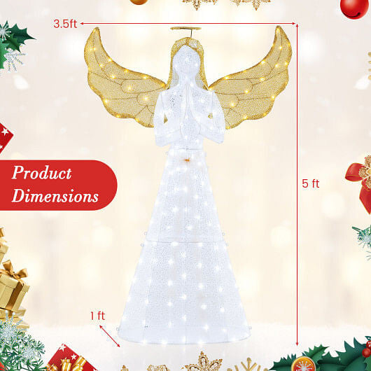 5 ft Festive Pre-Lit Angel with Halo and 150 LED Lights