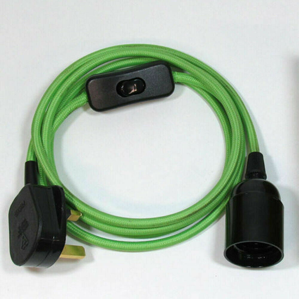 4m Fabric Flex Cable Plug In Pendant Lamp Set With Bulb Holder ~1497