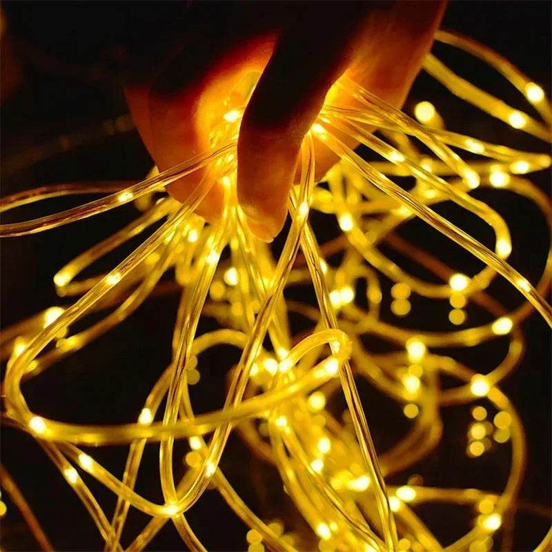 LED Solar String Lights Garden Waterproof Tube Rope Lamp Christmas
