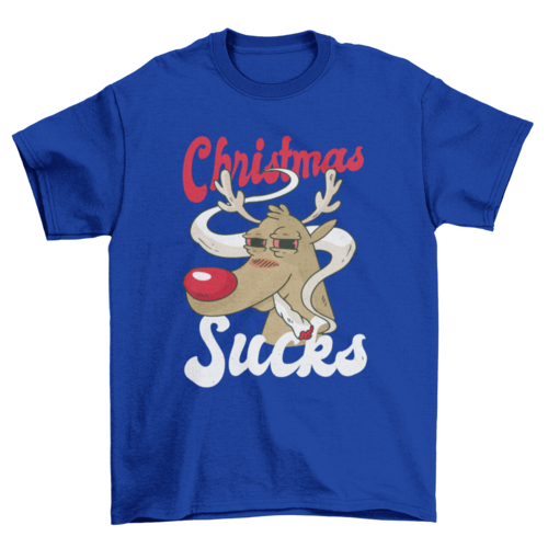 Reindeer Smoking Weed Marijuana with quote CHRISTMAS SUCKS Holiday