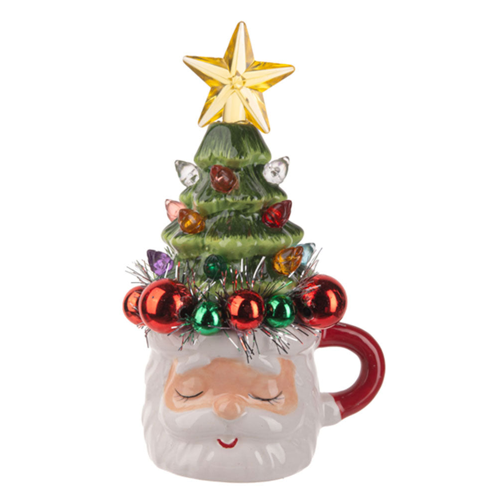 Retro Santa Mug w/Tree Top Lights Up!-1