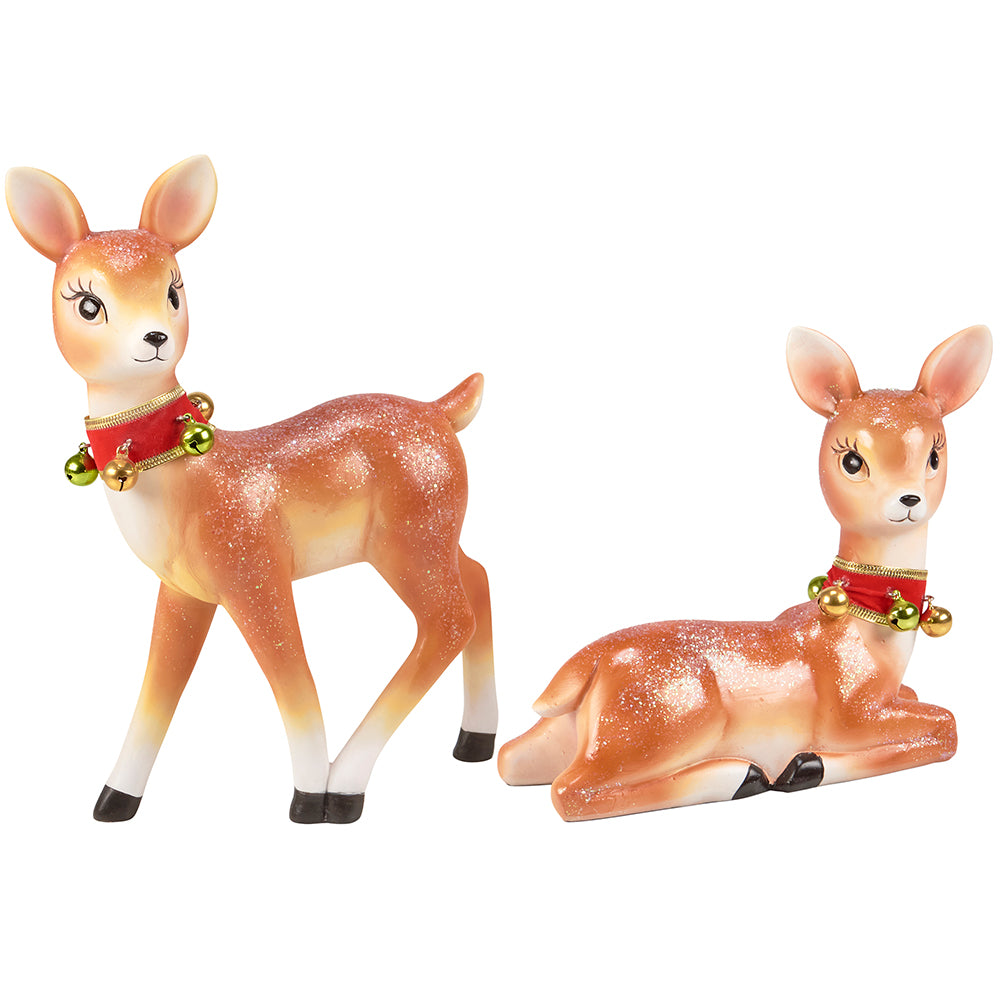 Retro Christmas Deer Figurine Set of 2-0
