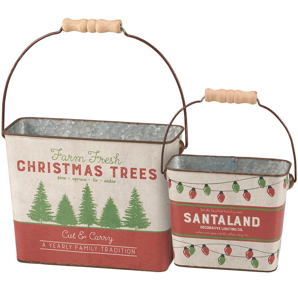 Retro Santaland Tin Bucket Set-1